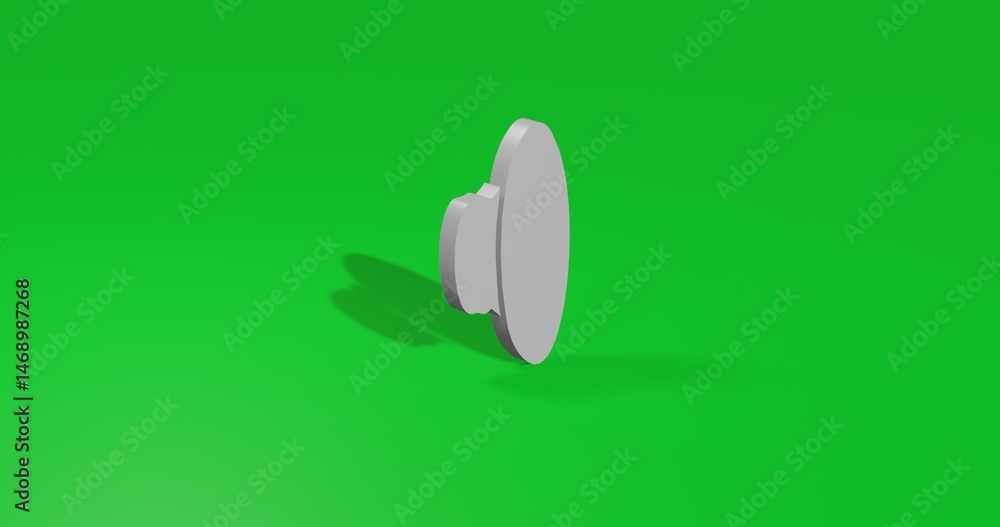 Poster isolated realistic white speaker symbol front view with shadow. 3d illustration on green chroma key 