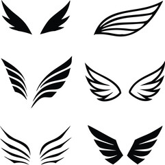 Elegant collection of  wings icons, perfect for tattoo designs, insignia, or digital branding elements.