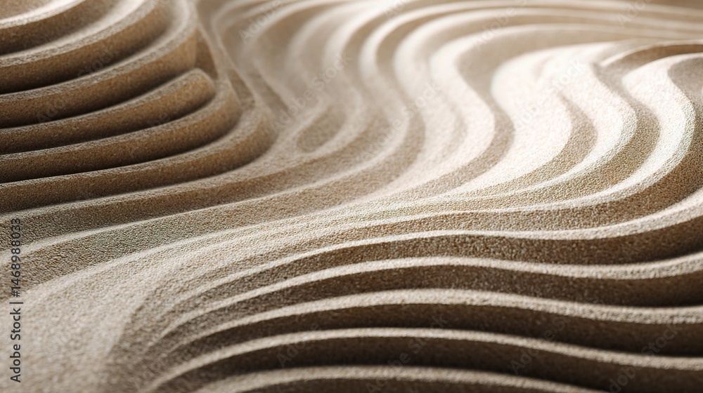 Poster abstract beige sand waves with smooth ridges and texture patterns