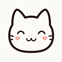 A cute cartoon cat face with a sweet, loving expression.