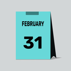 31 february calendar icon vector date number month design background.