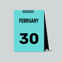 30 february calendar icon vector date number month design background.