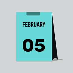 5 february calendar icon vector date number month design background.