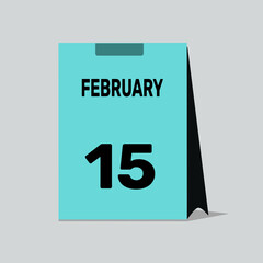 15 february calendar icon vector date number month design background.