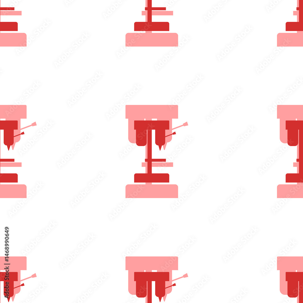 Poster seamless pattern of large isolated red boring mill symbols. the elements are evenly spaced. illustra
