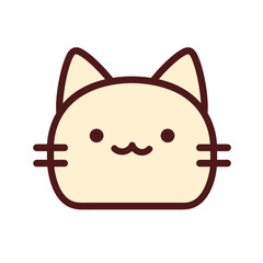 A cute and simple cartoon cat face with blushing cheeks and whiskers.