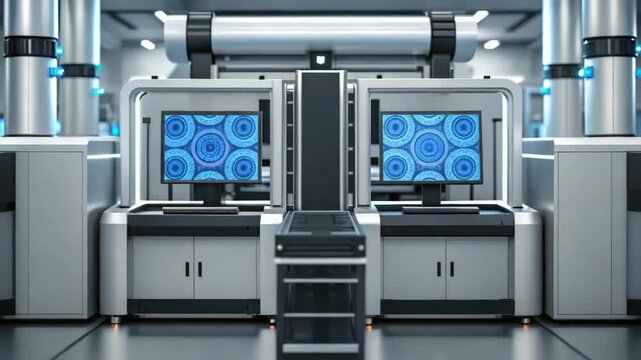 High-tech system for scanning and analyzing cellular structures in a scientific context.