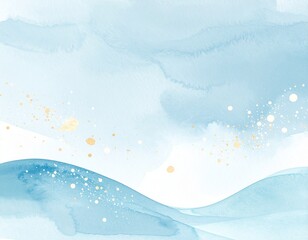 水彩画風の山のシルエットがうつる背景