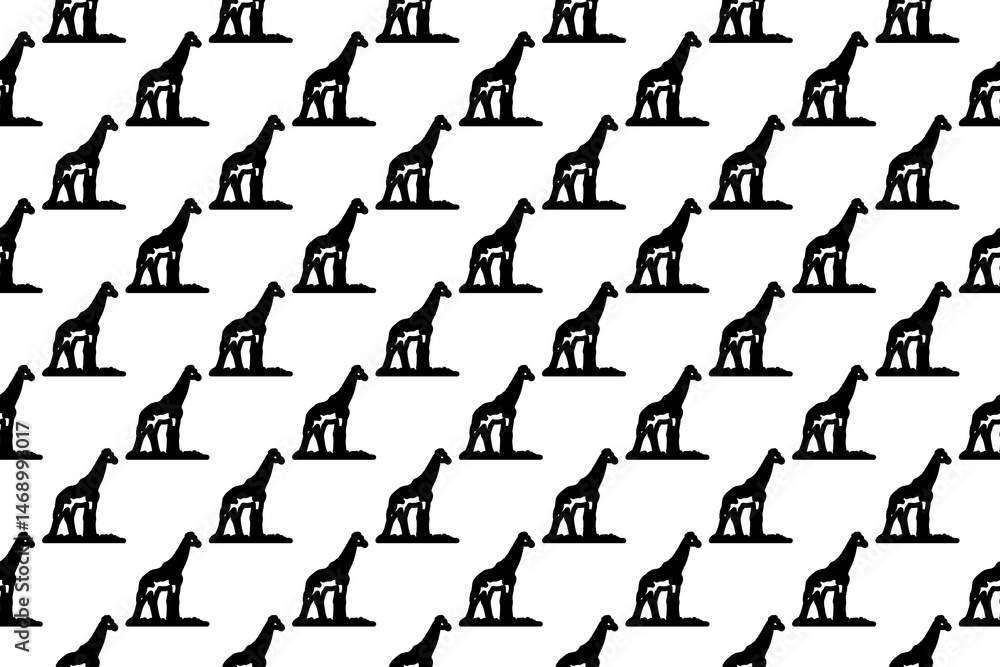 Poster seamless pattern completely filled with outlines of wild giraffe symbols. elements are evenly spaced