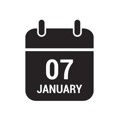 7 calendar icon black with white text and numbers