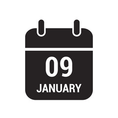 9 calendar icon black with white text and numbers