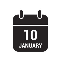 10 calendar icon black with white text and numbers
