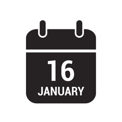 16 calendar icon black with white text and numbers