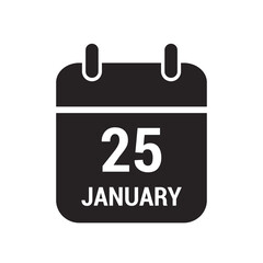 25 calendar icon black with white text and numbers