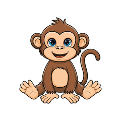 Obraz premium baby monkey cartoon of vector art design