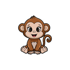 Obraz premium baby monkey cartoon of vector art design