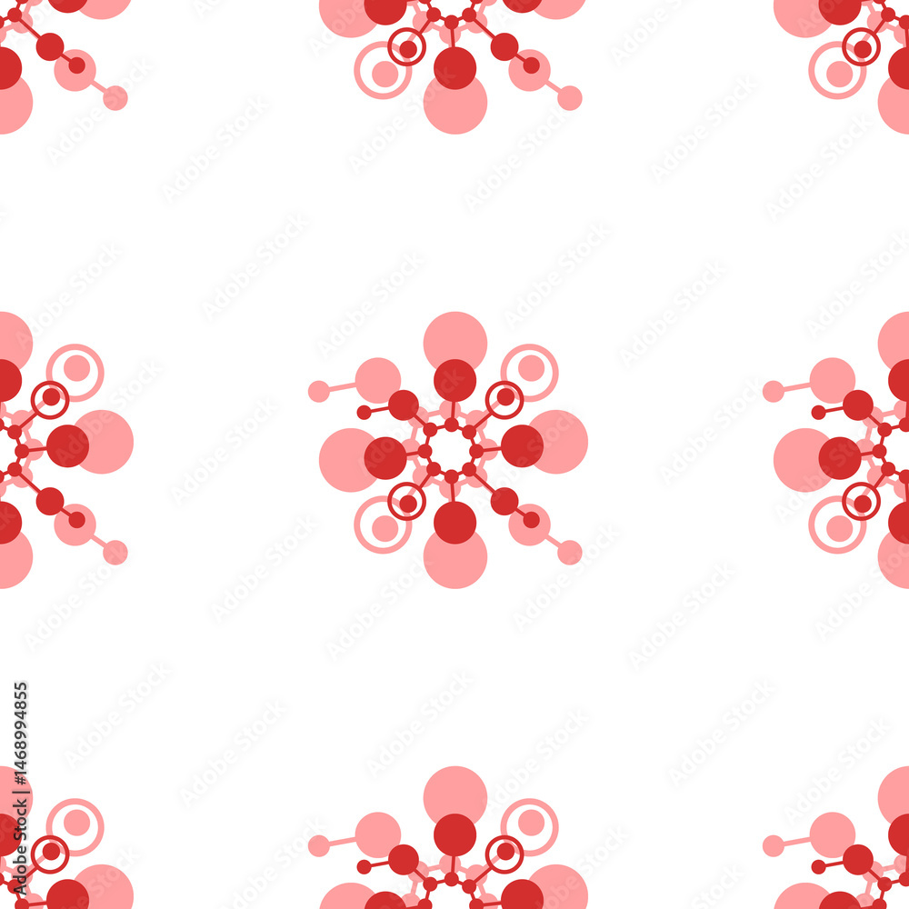 Aufkleber seamless pattern of large isolated red molecule symbols. the elements are evenly spaced. illustratio