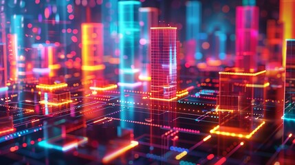 Fototapeta premium Neon Cityscape: A Digital Metropolis