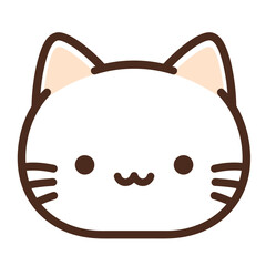 Cute cartoon cat face with big eyes and minimalist design.