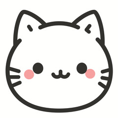 Cute cat face with whiskers, blush, and simple expression.