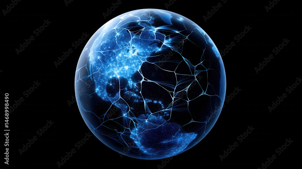 Poster digital globe network technology blue earth connection data futuristic glowing abstract