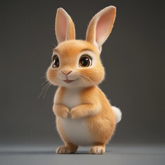 Obraz premium Digital illustration of a charming, cartoon rabbit.