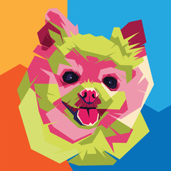 colorful dog with colorful background to