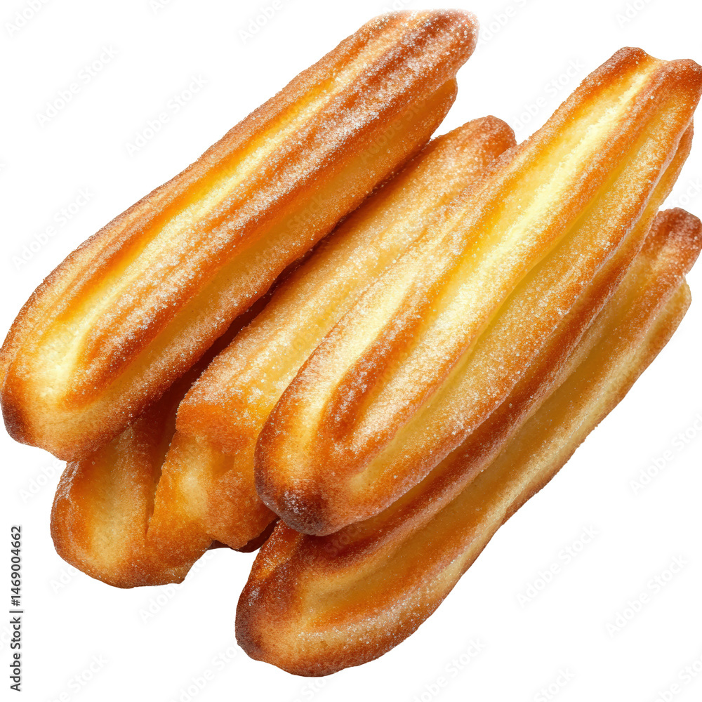 Poster a pile of sugared doughnuts stacked high on a wooden table with a light dusting of sweet powdered su