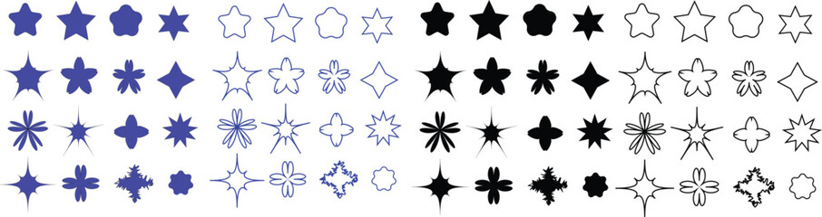 vector illustration of a different stars icons styles, Star Rating Icons Vector Set isolated  on white background, useful for UI design, ratings, web elements, and reviews