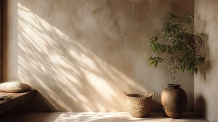 Minimalist Rustic Room with Natural Light and Simple Decor