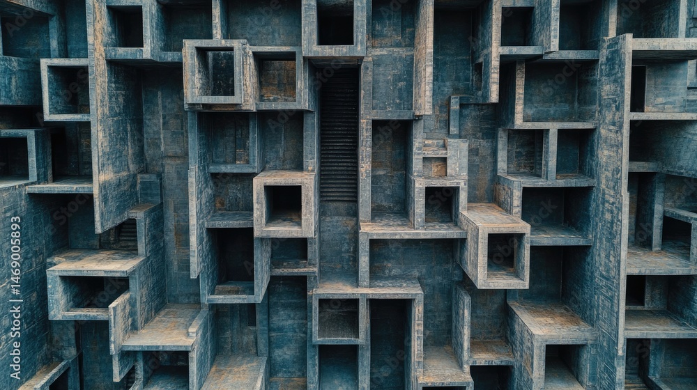 Aufkleber abstract concrete structure with intricate geometric patterns.