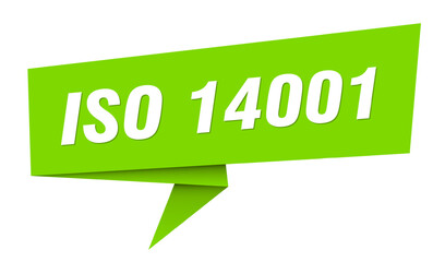 iso 14001 banner. iso 14001 speech bubble, label, sticker, sign template
