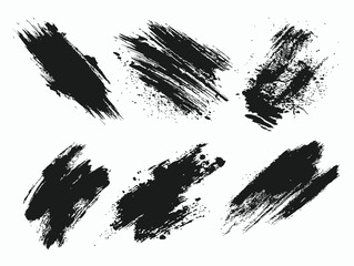 Black paint brush strokes, on white textured background.