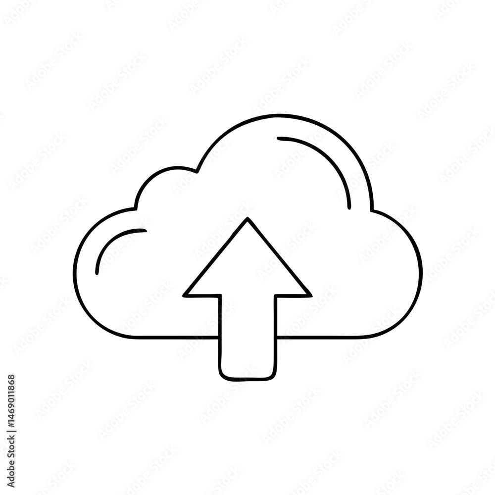 Poster cloud upload contour icon in thin line style