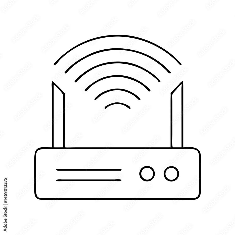 Poster wifi router signal contour icon in thin line style