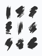 Black paint strokes on a white canvas create an abstract background.