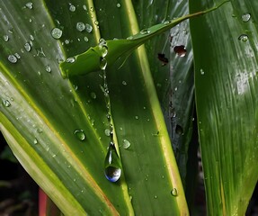 water drops on a leaf