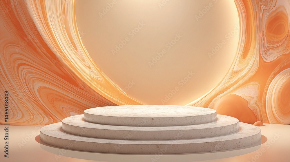 Poster warm circular podium with soft light in abstract background