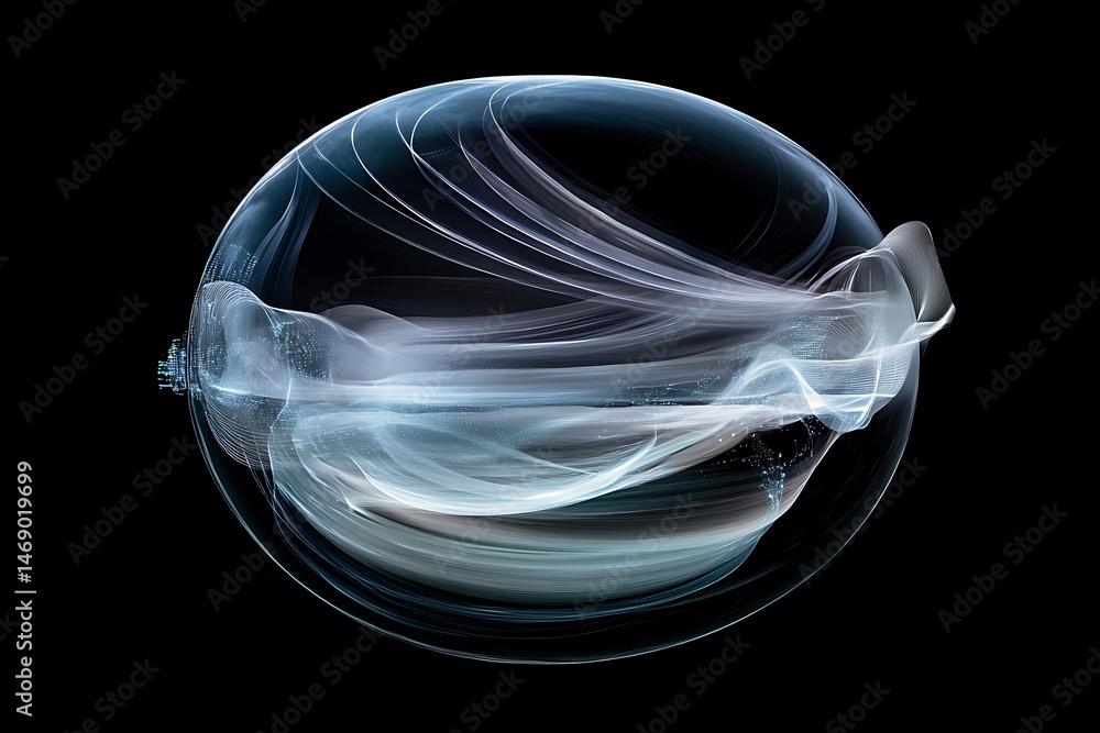 Poster a transparent hologram of earth with animated data flows, connectivity arcs, and softly flickering t