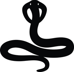 Black silhouette of a snake with open hood, illustration of a venomous reptile.