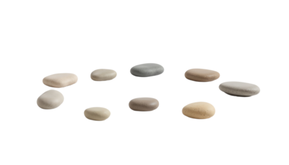 Smooth pebbles arranged in a natural pattern.