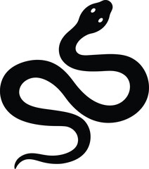 Black silhouette of a snake with open hood, illustration of a venomous reptile.