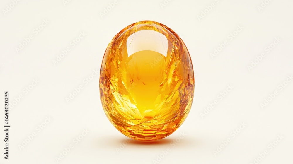 Poster A shiny, orange gem-like object with a textured surface.