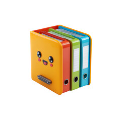 Cute Colorful Office Binder with Happy Face - 3D Render