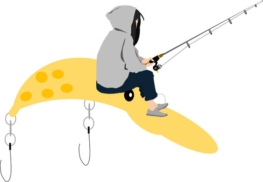 recommend clip art: 釣りをする女性のイラスト