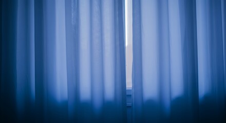 Blue Curtain Filtering Window Light