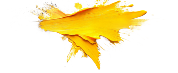 A vibrant splash of yellow paint on a white background, evoking creativity and artistic expression, suitable for design projects, art concepts, or branding materials