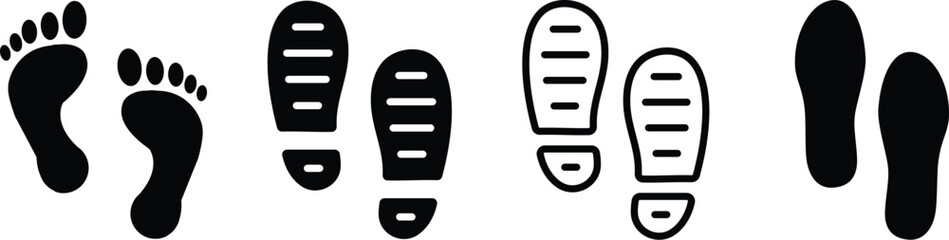 Black dirty footprint set. Vector