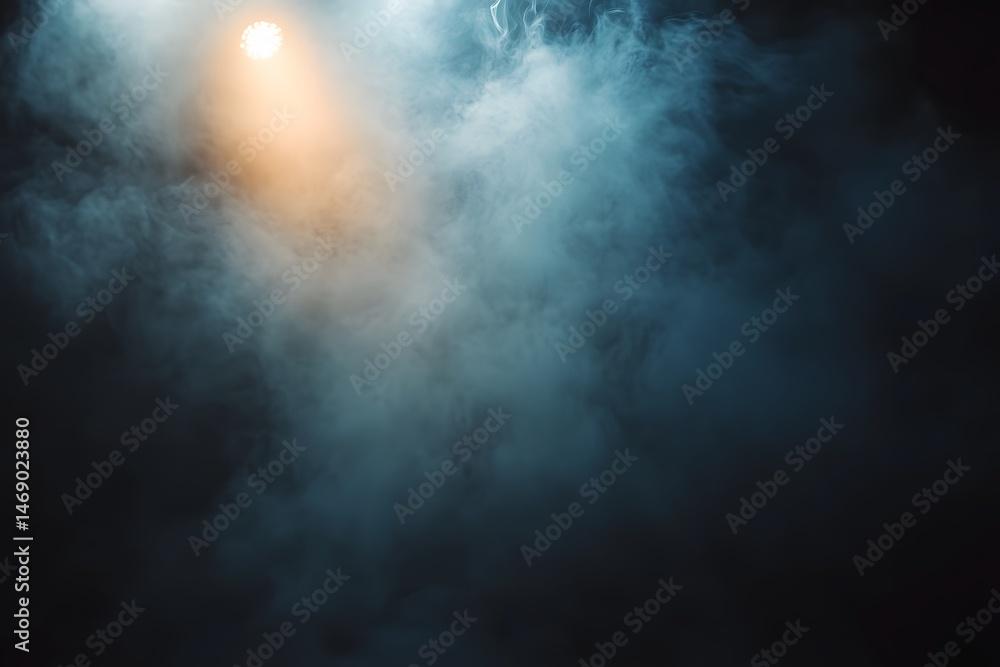 Poster illuminated light and misty fog creating a dramatic atmosphere with evocative background