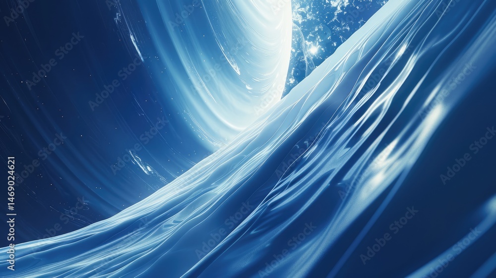 Poster abstract picture of wonderful blue wave in nebula style design connect and flow express energy dynam